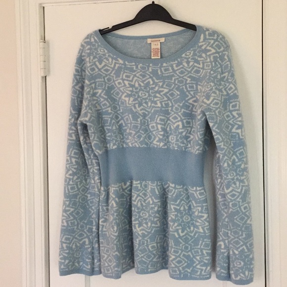 Sundance Catalog Soft Baby Blue Snowflake Sweater - Picture 2 of 9